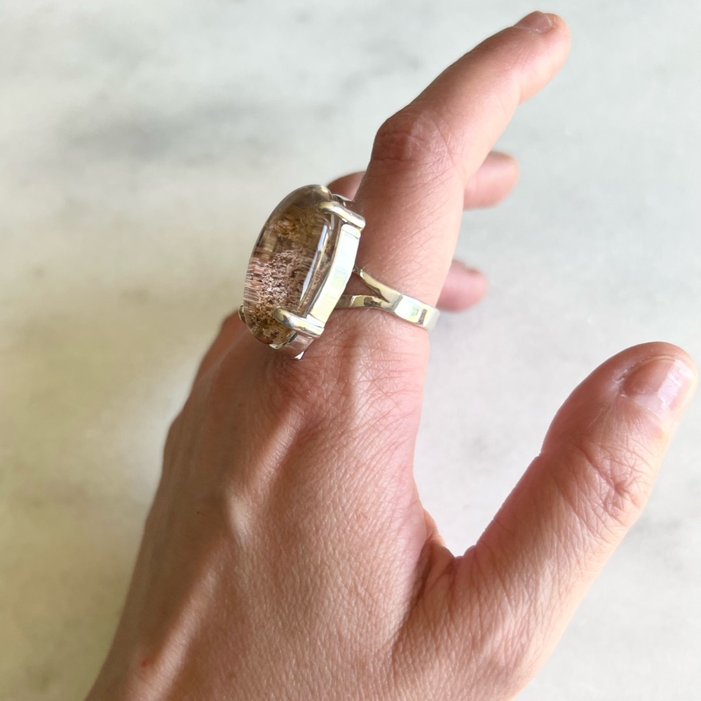 Phantom Quartz Garden Quartz Lodolite Sterling Silver Ring - Picture 10 of 14